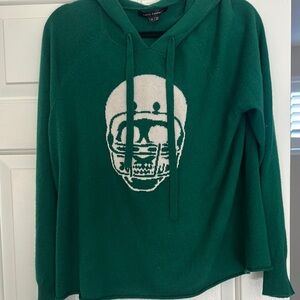 Skull Cashmere Green and White Graphic Sweater